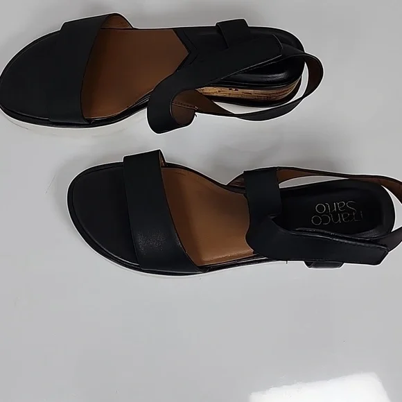 Franco Sarto Chiara Strappy Black Women Wedge Sandals  Size 8.5 - Picture 10 of 15